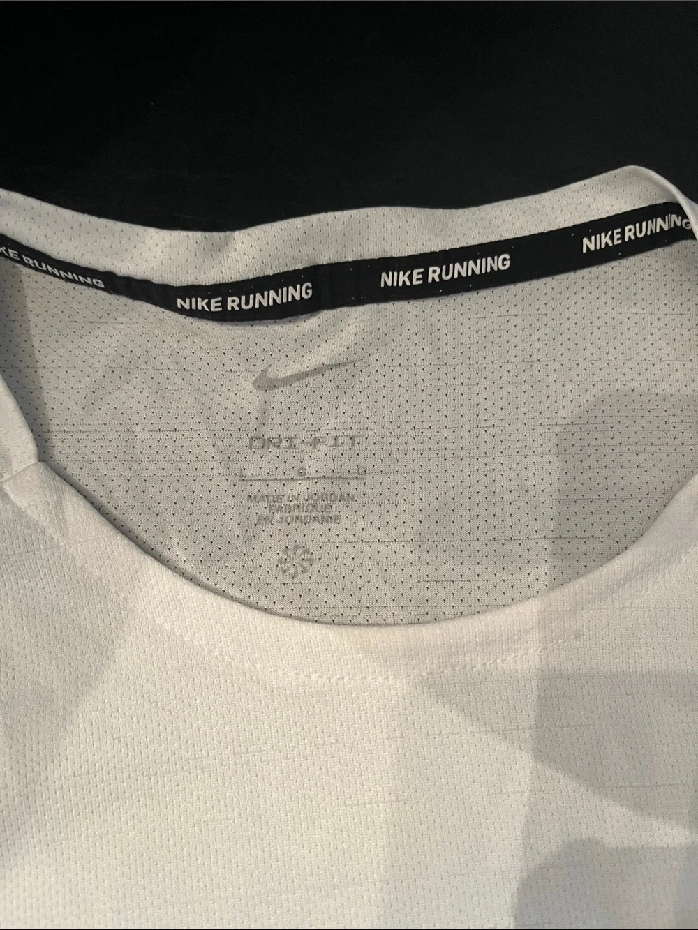 Nike White Long-Sleeve Performance Tee with Gray Swoosh